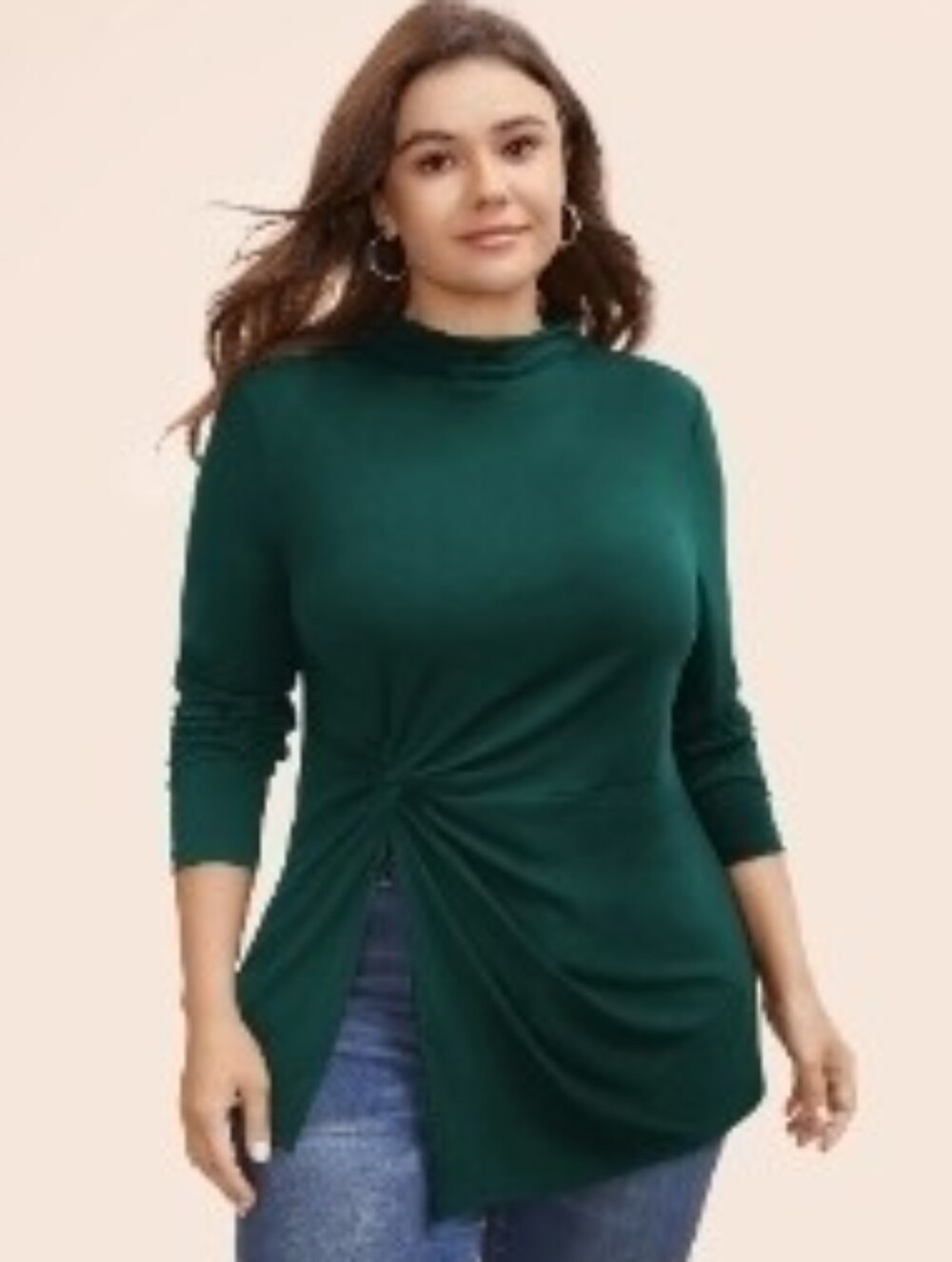 BloomChic Women's Long-Sleeve Twist-Detail Top - Teal